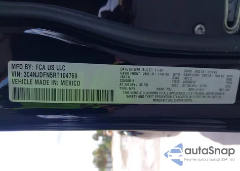 2024 Jeep Compass Latitude Lux Fwd from USA, damaged, VIN 3C4NJDFN5RT104769